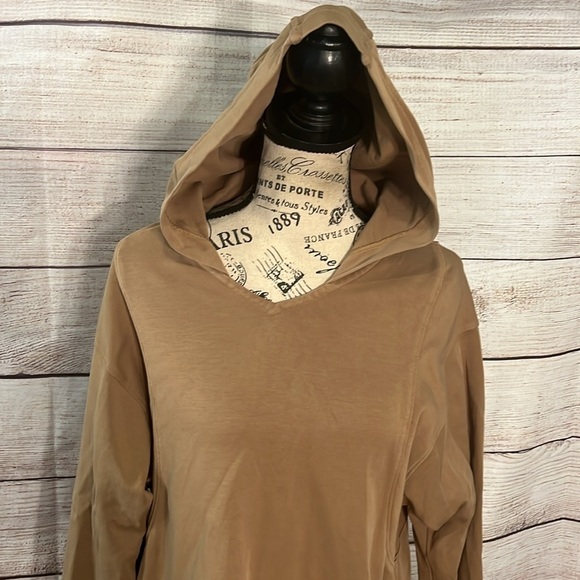 Athleta Sundown Hoodie Sweatshirt Size Small Big Sur Brown Organic Cotton - Picture 3 of 14